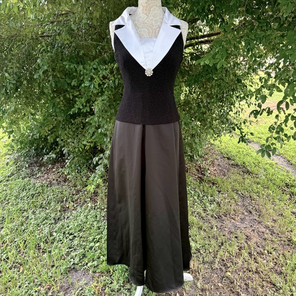 Vintage Patra Black White Formal Evening Gown Black Tie Mother Of Bride‎ Size 10 - Picture 1 of 12